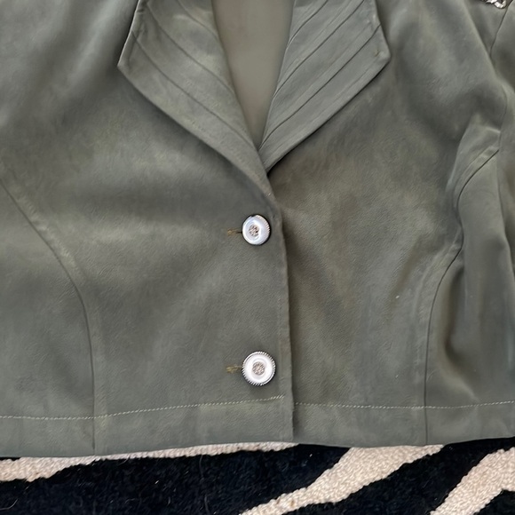 Upcycled army green silver chain blazer - Picture 7 of 7